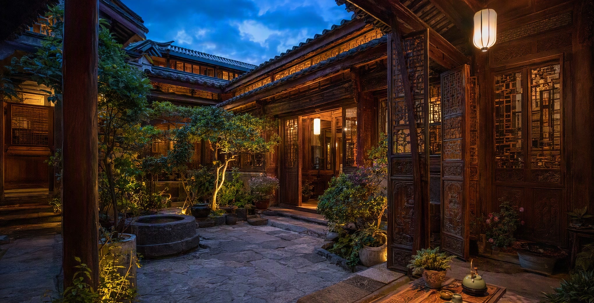 花间府·植梦的纳西院落，黄昏暖灯